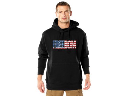 Mikina FREEDOM US vlajka s kapucí ČERNÁ (velikost 3XL)