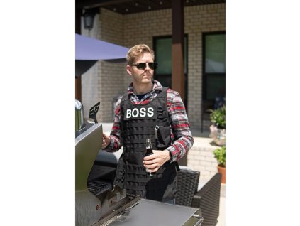 Zástěra taktická BBQ s karabinou a otvírákem ČERNÁ