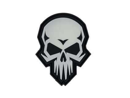 Nášivka 3D plastová PSYCHO SKULL velcro GLOW IN THE DARK