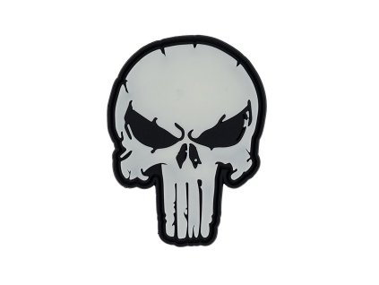 Nášivka 3D plastová PUNISH SKULL velcro GLOW IN THE DARK