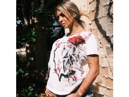 Dámské triko Yakuza Rose Scratch Curved V 25118 white (Velikost S)