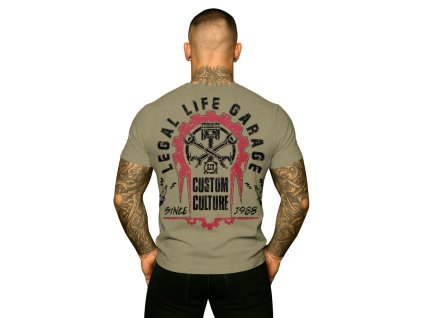 Pánské triko LEGAL LIFE Garage khaki (Velikost M)