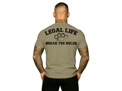 Pánské triko LEGAL LIFE Break The Rules khaki (Velikost M)