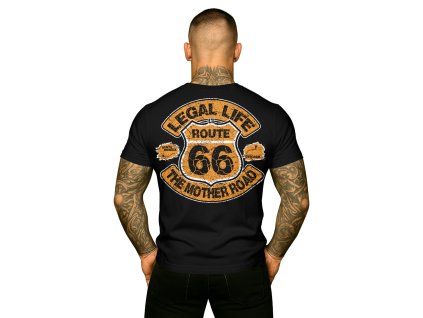 Pánské triko LEGAL LIFE Route 66 black (Velikost M)