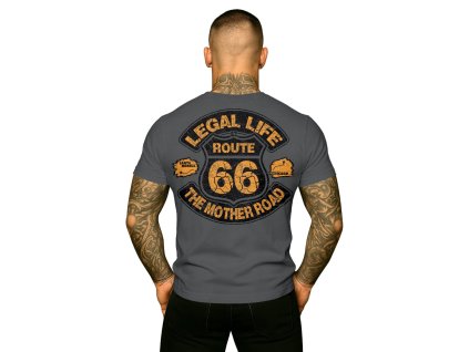 Pánské triko LEGAL LIFE Route 66 anthrazit (Velikost M)
