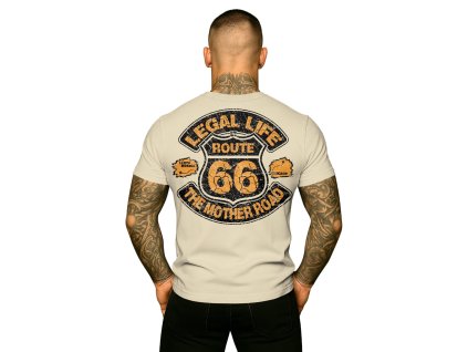 Pánské triko LEGAL LIFE Route 66 cream (Velikost M)