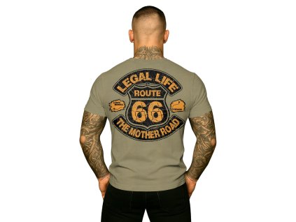 Pánské triko LEGAL LIFE Route 66 khaki (Velikost M)