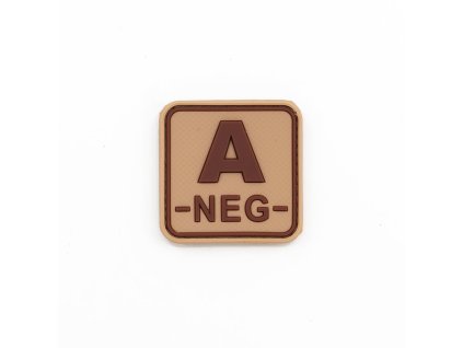 Nášivka krevní skupina A- NEG plast velcro DESERT