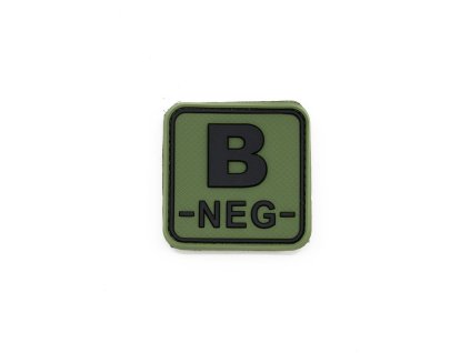 Nášivka krevní skupina B- NEG plast velcro ZELENÁ