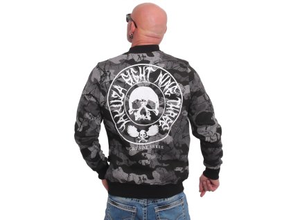 Pánská mikina Yakuza na zip Tweak zip Mock neck 23022 camo grey