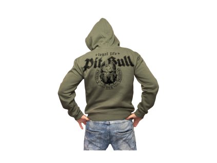 Pánská mikina s kapucí LEGAL LIFE Pitbull khaki