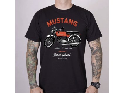 Motorkářské Triko BLACK HEART MUSTANG (Velikost XL)