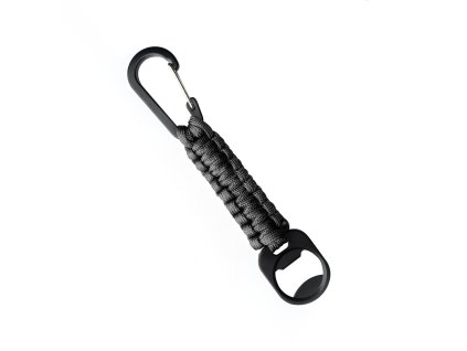Klíčenka PARACORD s karabinou a otvírákem na láhve ČERNÁ