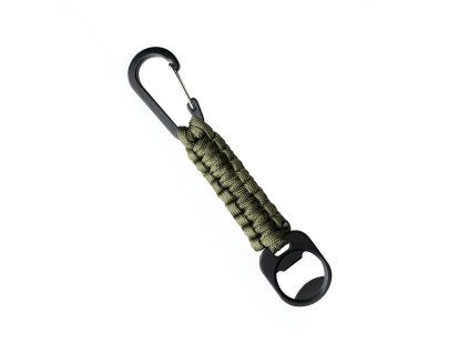 Klíčenka PARACORD s karabinou a otvírákem na láhve ZELENÁ