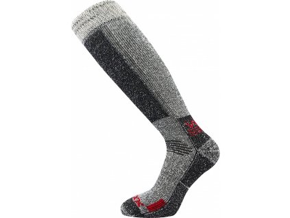 Ponožky podkolenky ORBIT merino vlna, COOLMAX® ŠEDO/ČERVENÉ