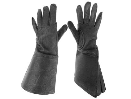 Rukavice kožené dlouhé MUSKETEER kožené ČERNÉ (velikost 21)