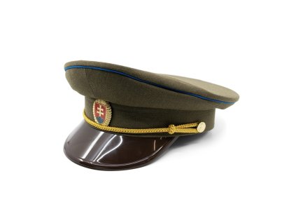 Brigadýrka SK zlatý odznak, kšilt plast, modrá linka ZELENÁ (velikost 52)