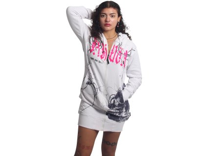 Dámská mikina Yakuza Pareidolia Long Zip 27104 white (Velikost S)
