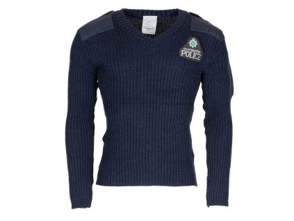 Svetr britský COMMANDO s nášivkou Police MODRÝ použitý (velikost 48)