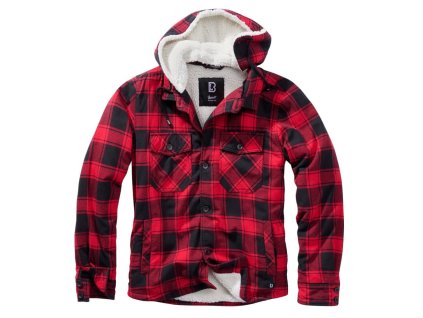 Bunda LUMBER s kožíškem a kapucí ČERVENO/ČERNÁ (velikost 3XL)