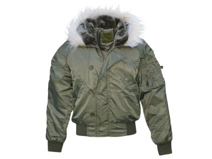 Bunda pilotní aljaška N-2B s kapucí ZELENÁ (velikost L)