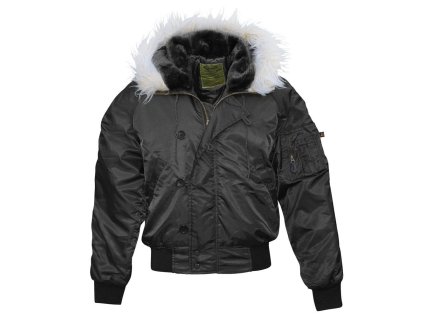 Bunda pilotní aljaška N-2B s kapucí ČERNÁ (velikost L)