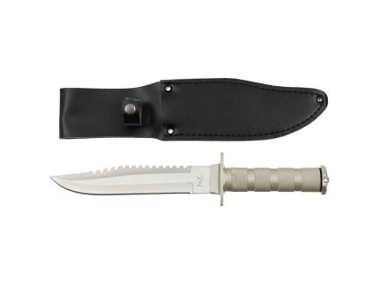 Nůž na přežití celokovový s pouzdrem STŘÍBRNÝ