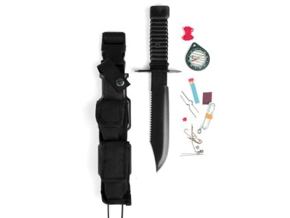 Nůž bojový 'SPECIAL FORCES' na přežití ČERNÝ