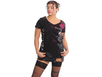 Dámské triko Yakuza Rose Scratch Curved V 25118 black (Velikost M)