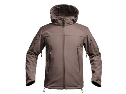 Bunda FIGHTER V2 softshell s kapucí HNĚDÁ (velikost 3XL)
