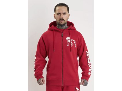 Pánská Mikina s kapucí a zipem Amstaff Logo 2.0 red/white (Velikost M)