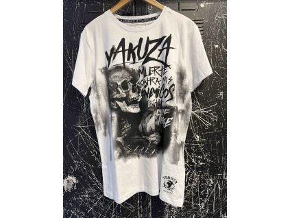 Pánské triko Yakuza Muerte skull 15036 white (Velikost XXL)