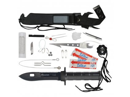 Nůž s pevnou čepelí na přežití DELUXE ADVENTURER ČERNÝ