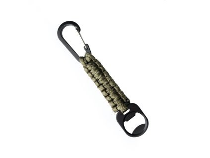 Klíčenka PARACORD s karabinou a otvírákem na láhve TAN