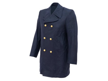 Kabát ITALSKÝ vlněný dvouřadé zapínání MODRÝ (velikost 56XL)