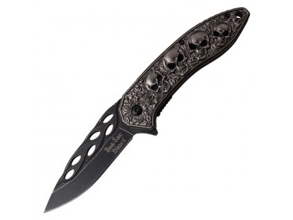 Nůž zavíracÍ LEBKA hladké ostří ŠEDÝ