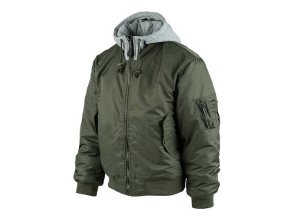 Bunda bomber MA1 s kapucí ZELENÁ (velikost 3XL)