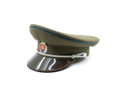 Brigadýrka SK stříbrný odznak, kšilt plast, modrá linka ZELENÁ (velikost 52)