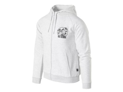 Mikina OLD SCHOOL se zipem a kapucí SVĚTLE ŠEDÁ MELANŽ (velikost 3XL)