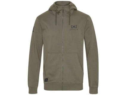 Mikina klokanka na zip WX URBAN zelené logo ZELENÁ (velikost 3XL)