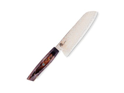 54655 nuz santoku 180 mm dellinger resin mesh gold damascus