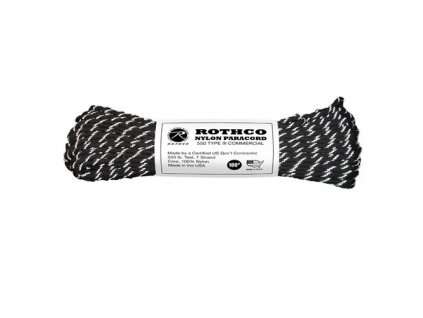 Šňůra PARACORD nylon 550LB 30m 4mm ČERNÁ s refelxními nitkami