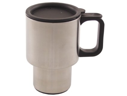 Hrnek termo dvouplášťový plastová rukojeť 400ml STŘÍBRNÝ