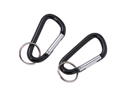 Karabina ACCESSORY s kroužkem na klíče 2 ks ČERNÁ