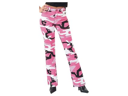 Kalhoty dámské STRETCH FLARE PINK CAMO (velikost 5-6)