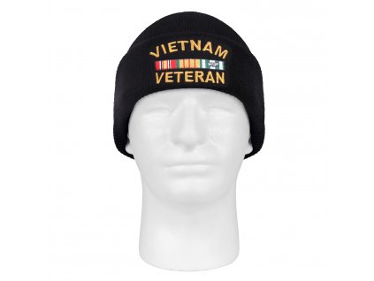 Čepice jemně pletená VIETNAM VETERAN ČERNÁ