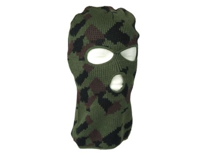 Kukla BALACLAVA pletená se 3 otvory WOODLAND