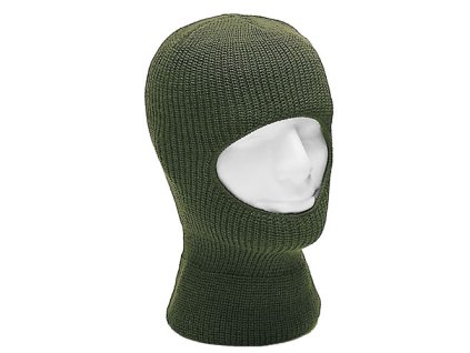 Kukla BALACLAVA pletená s jedním otvorem ZELENÁ