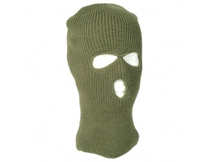 Kukla BALACLAVA pletená se 3 otvory ZELENÁ