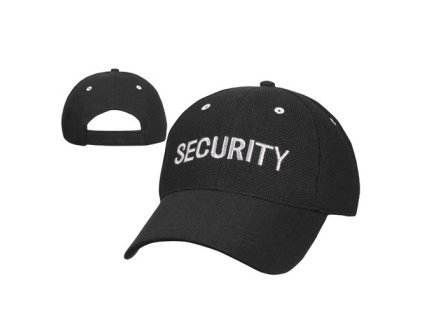 Čepice baseball stříbrný nápis "SECURITY" ČERNÁ